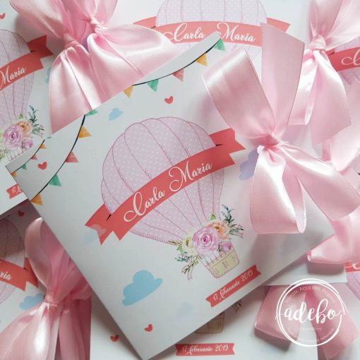 Invitatie botez Pink Hot Air Baloon