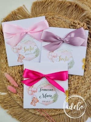 Invitatie botez ursulet si baloane roz 3