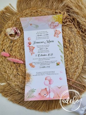 Invitatie botez ursulet si baloane roz 4