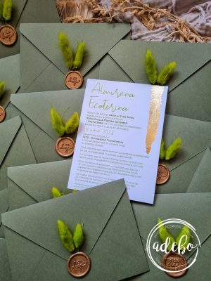 Invitatie botez verde olive