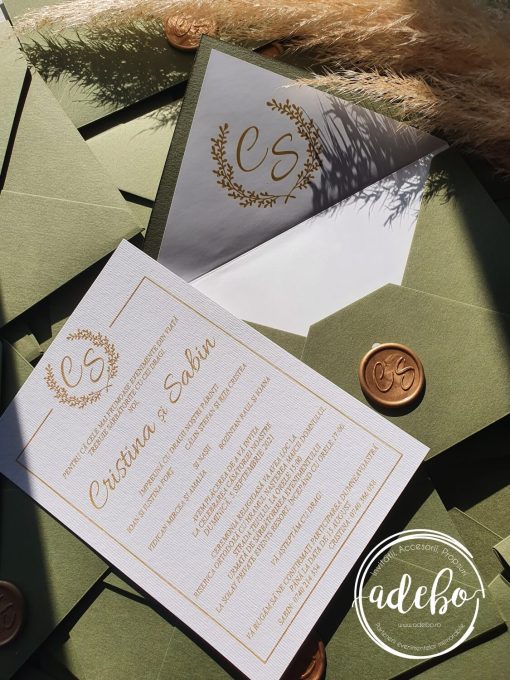 Invitatie nunta Criana Verde olive 1
