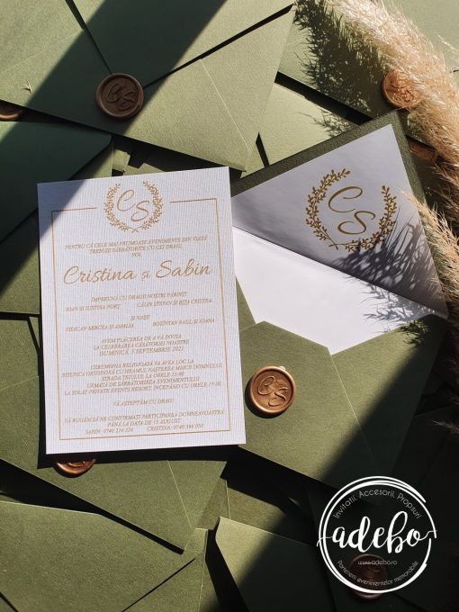 Invitatie nunta Criana Verde olive 3