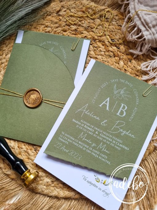 Invitatie nunta Olive & White 2