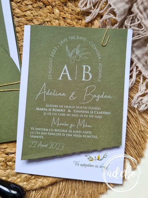 Invitatie nunta Olive & White 3