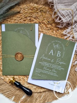 Invitatie nunta Olive & White