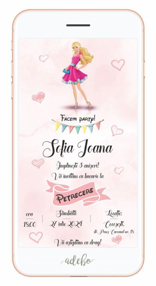 Invitatie digitala - Barbie