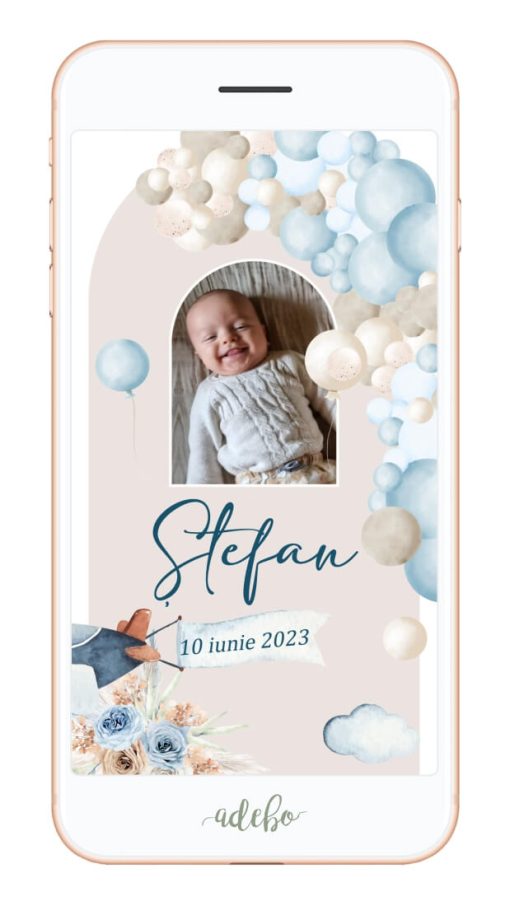 Invitatie digitala video - Avion si baloane