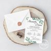 Invitatie nunta cu frunze verzi