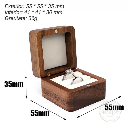 Cutie verighete din lemn personalizata