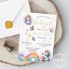 Invitatie botez - Unicorn si fluturi