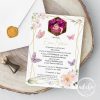 Invitatie botez cu fluturi si flori