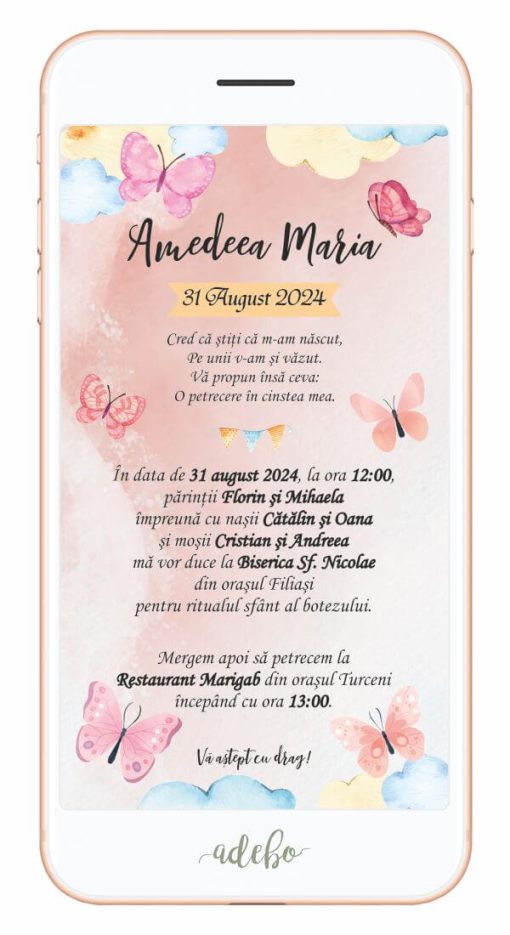 Invitatie electronica botez fetita