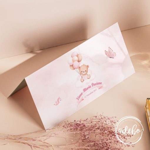 Plic bani Baloane roz si ursulet 1