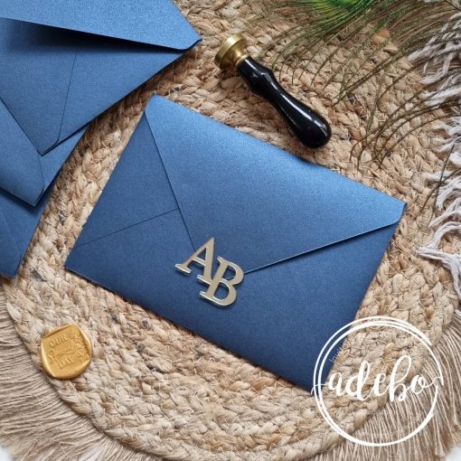 Plic albastru inchis sidefat pentru invitatii nunta