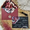 Invitatie de nunta Florala burgundy