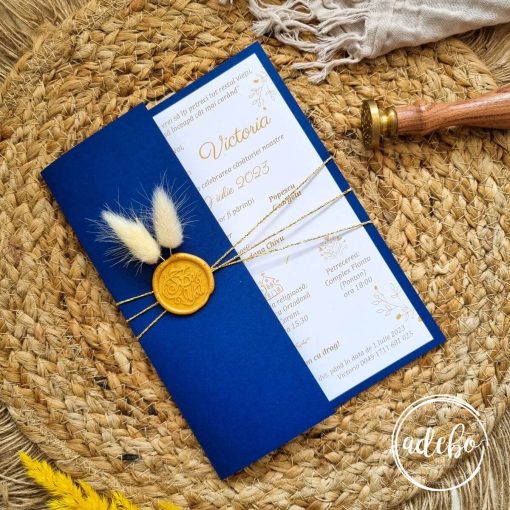 Invitatie de nunta cu cover albastru
