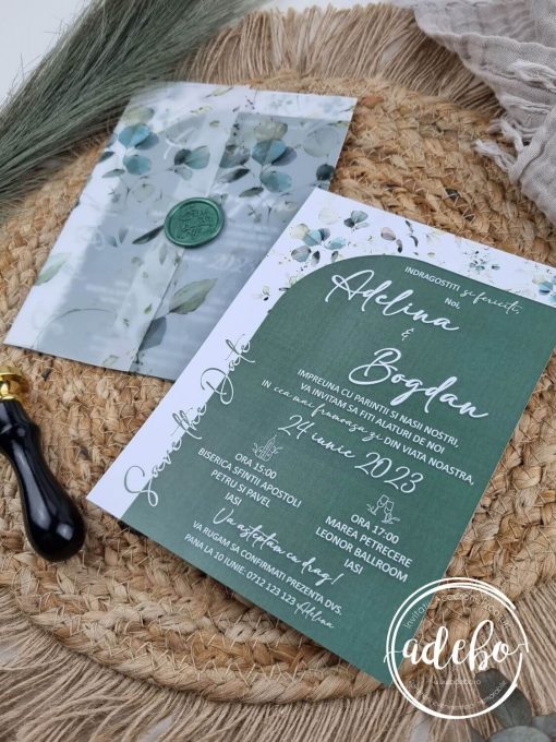 Invitatie nunta cu frunze de eucalipt 1