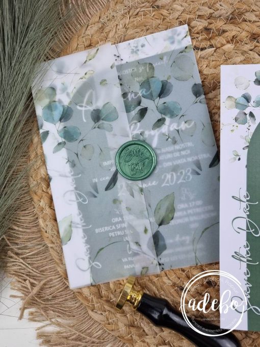 Invitatie nunta cu frunze de eucalipt 2