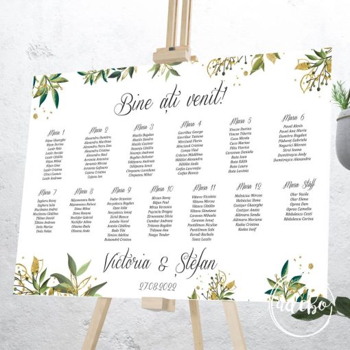 Lista invitati frunze aurii si verzi