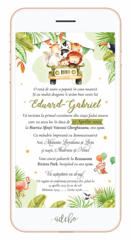 Invitatie botez Safari Party