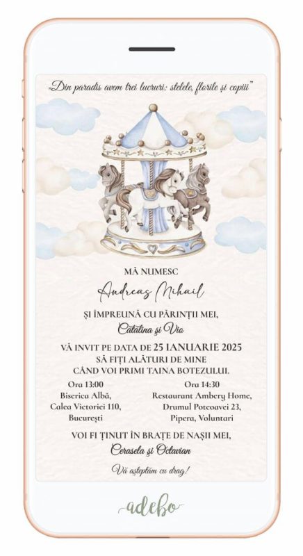 Invitatie digitala - Carusel cai