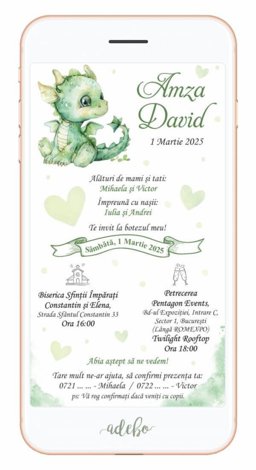 Invitatie digitala - bebe dragonel