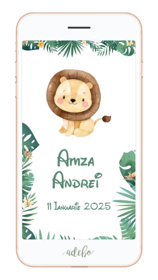 Invitatie digitala video - baby Lion