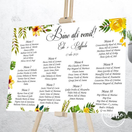 Lista invitati flori galbene si verdeata
