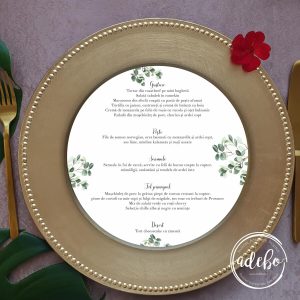 Meniu rotund tematica eucalipt