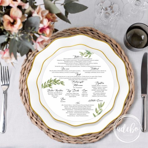 Meniu rotund nunta - crengute maslini