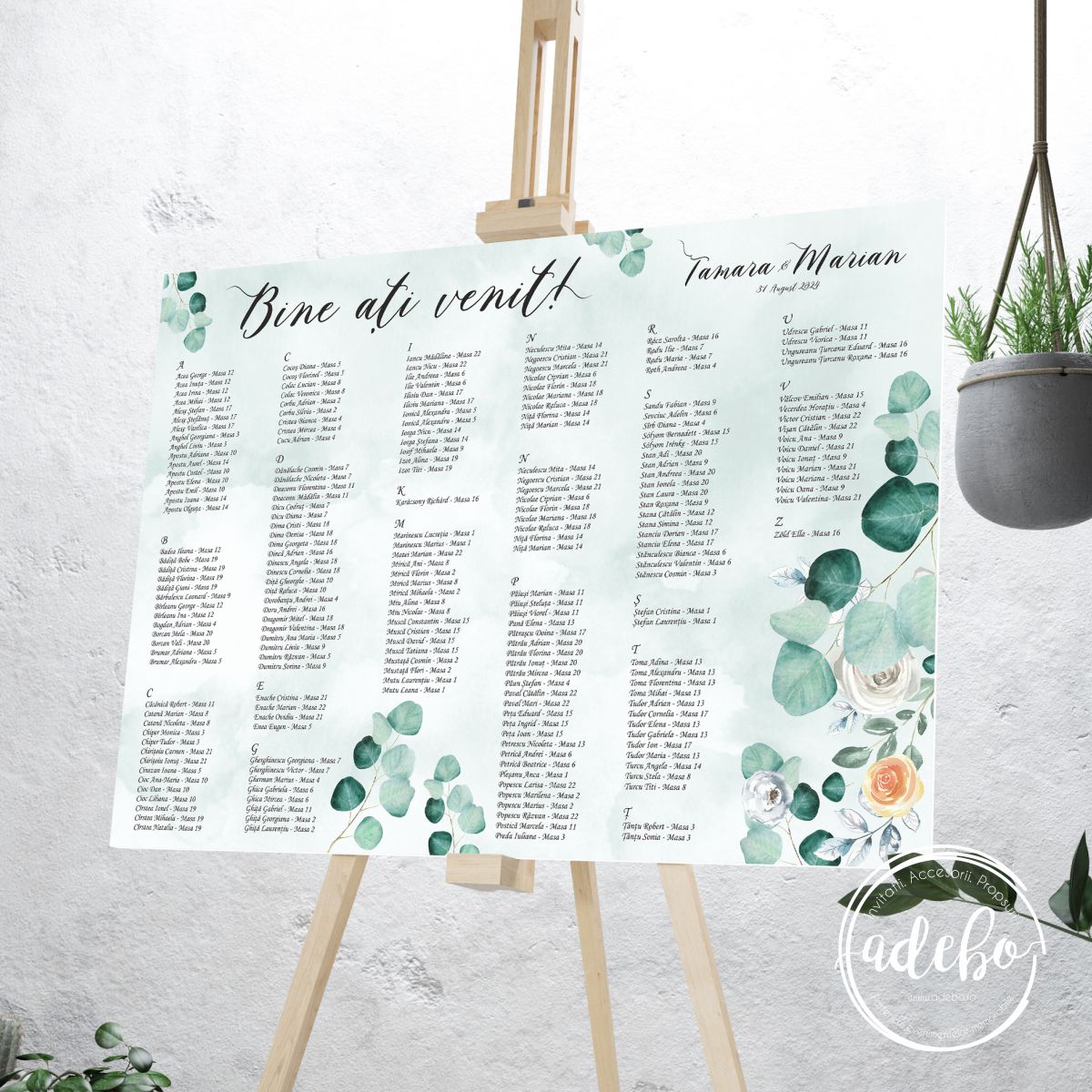 Opis nunta - eucalipt trandafiri